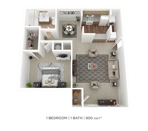 a floor plan of a 1 bedroom apartment